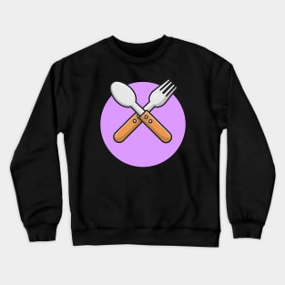 Fork And Spoon Cartoon Vector Icon Illustration (2) Crewneck Sweatshirt